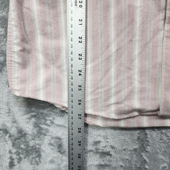 Vintage LL Bean Shirt Womens 14 Pink Striped Flannel Single Needle Tailoring - Picture 7 of 8